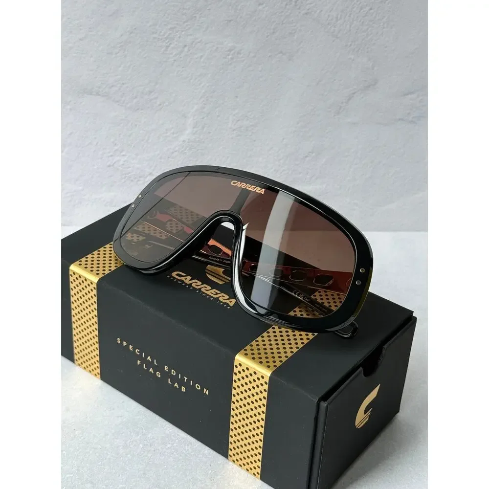 Carrera Flaglab 17 Oversized Mask Sunglasses in Black